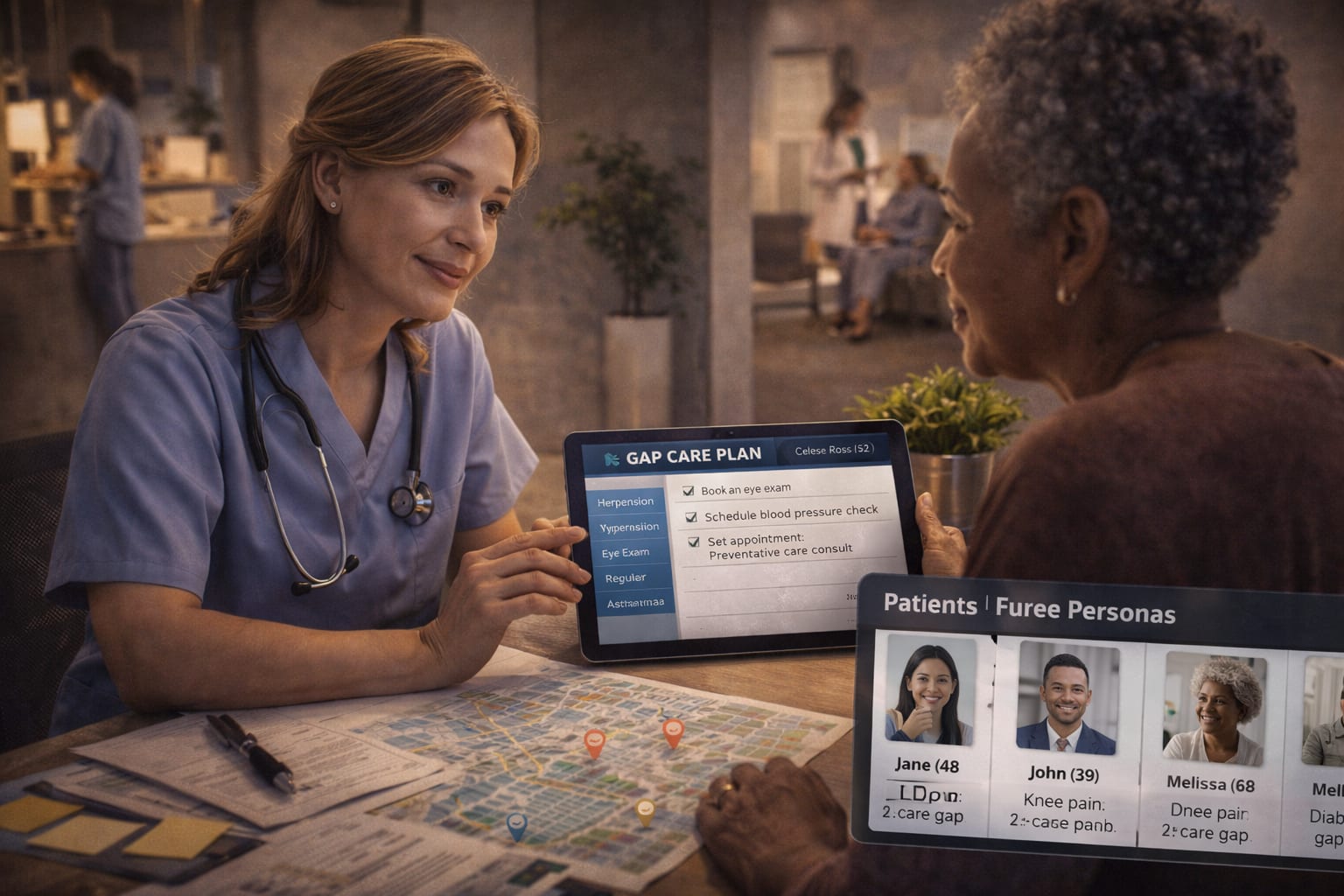 Doctor with patient reviewing a care plan
