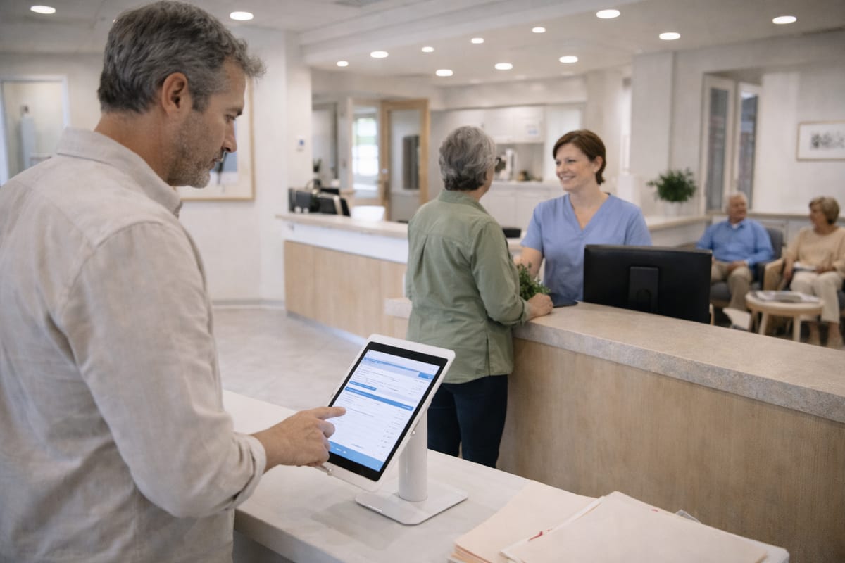 Clinic reception team overwhelmed with calls, paperwork, and patient enquiries