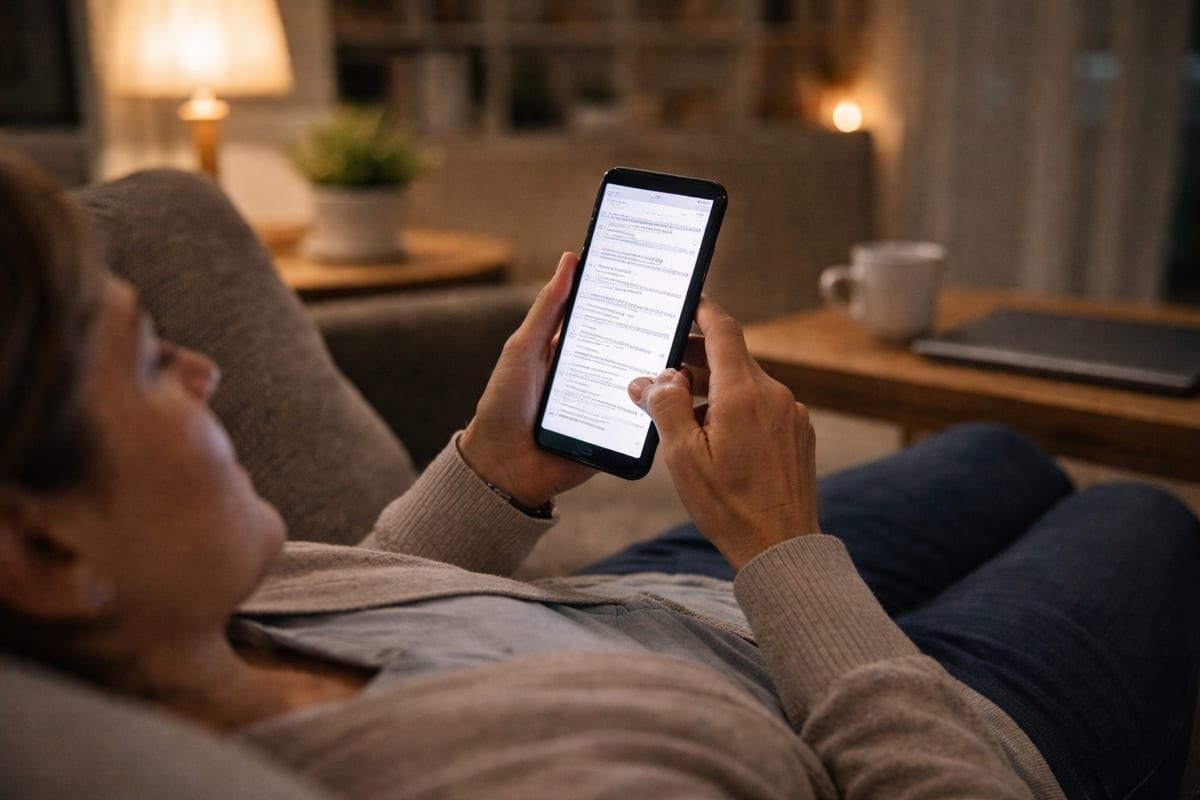 Person at home researching a health concern on their smartphone